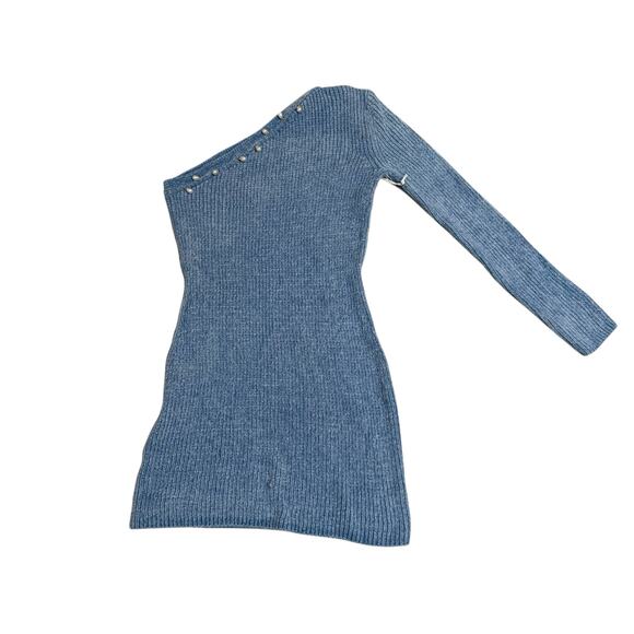 Staud Lindsey Dress Blue Ice off shoulder dress pearl beaded collar large NWTs - Picture 5 of 10